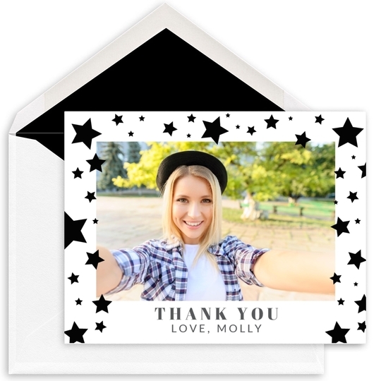 Star Border Folded Photo Note Cards